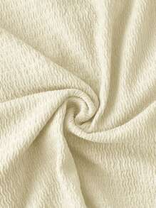 SHEIN LUNE 女士淡黄色前系带针织上衣T恤，性感可爱休闲时尚 - 杏色 - 查看 3