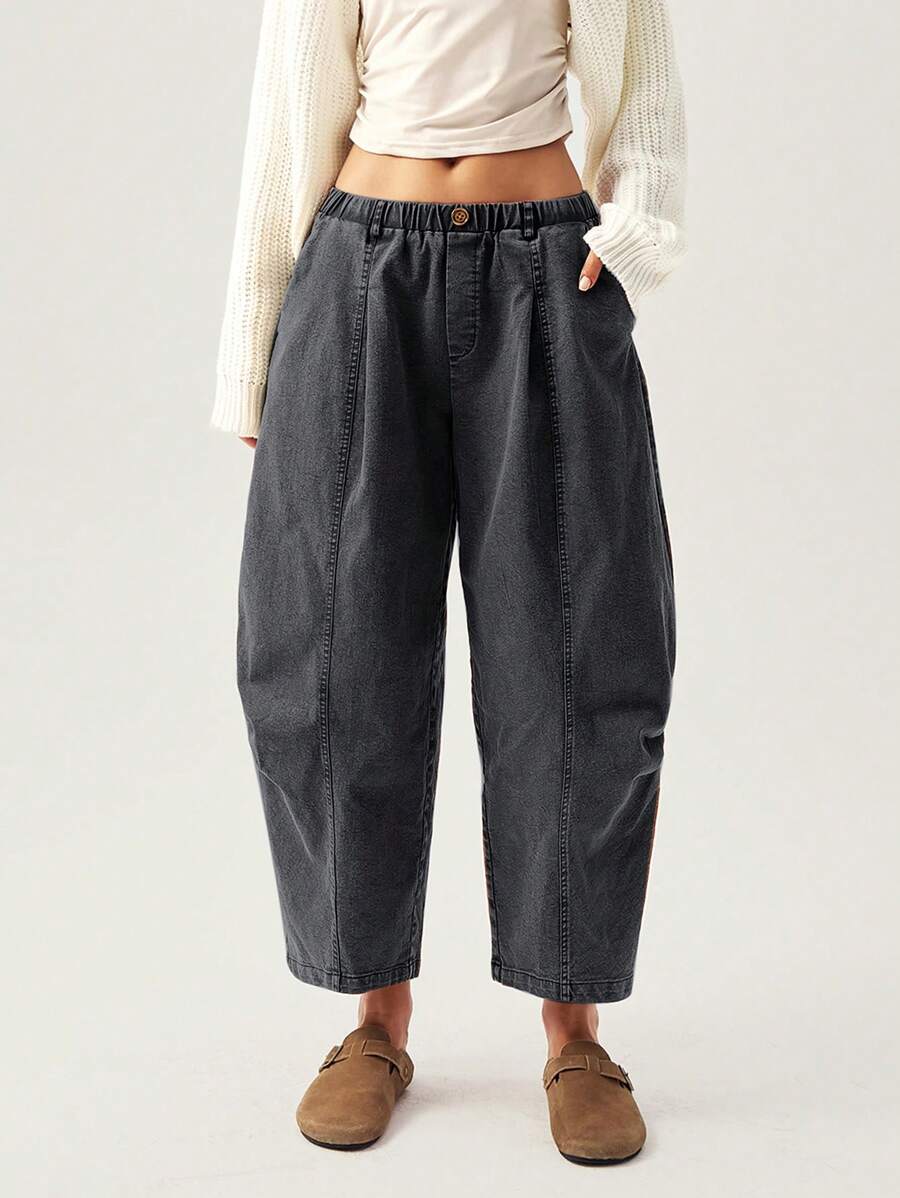 Bohemela Vacation Women Elastic Waist Cargo Pants
