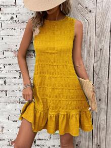 Breezaya Women Solid Color Sleeveless Dress, Fashion For Summer - Yellow - View 5