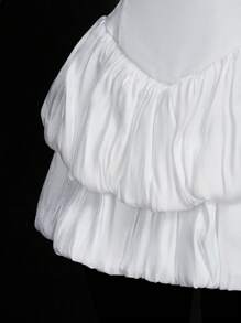 SHEIN ICON Summer Elegant Solid Color Backless Halter Birthday Party Graduation White Mini Dress With Ruffle - White - View 3