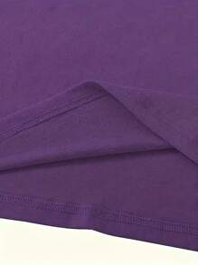 INAWLY Plus Size Women's Butterfly Print Round Neck Short Sleeve Casual T-Shirt - Purple - View 3