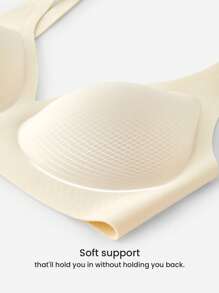 LUVLETTE Dream Curve 2ndSkin Wireless Seamless Plunge Lounge White Sticky Bra No Show Underwear