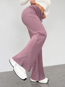 SHEIN EZwear Pantalones casuales ligeros lisos para mujeres, adecuados para el verano
