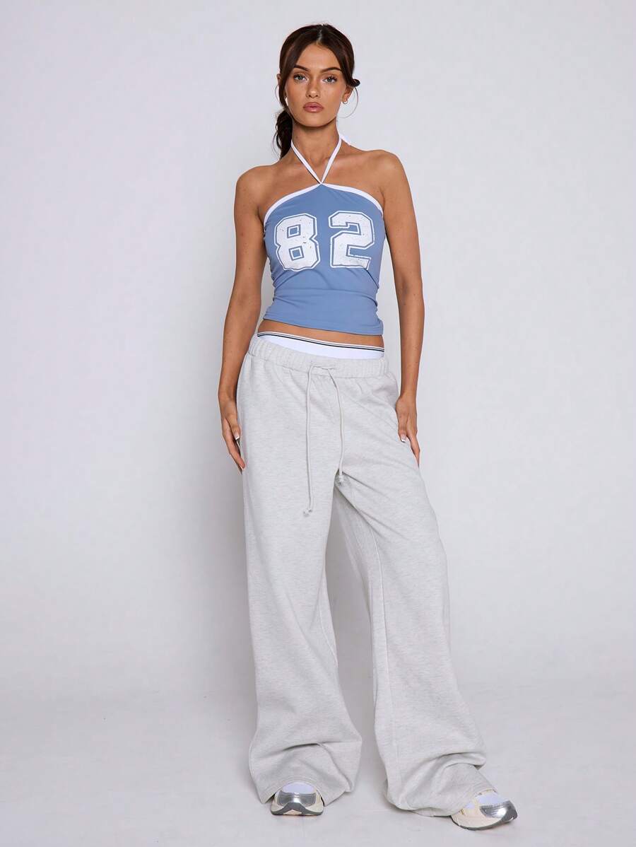 MUSERA 数字印花露背上衣街头风学院风春夏休闲假日可爱度假图案T恤节日秋季