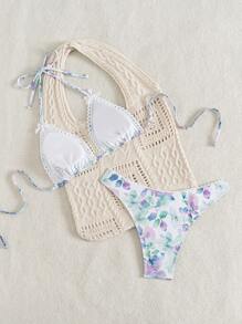 SHEIN Swim New Random Print Women's Lingerie & Beachwear Summer Swimsuit Set - Multicolor - View 2