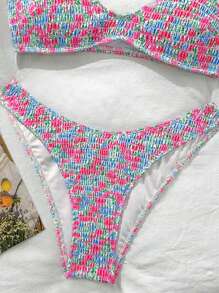 Swim Mod Women 2 Pieces Bikini Set, Ditsy Floral All-Over Print Design, Fashion Casual Swimming Suit For Beach Holiday For Summer Beach Vacation - Multicolor - View 3