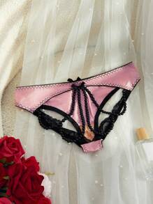 SpicyHot 1pc Women Lace Patchwork Crotchless Panty - Multicolor - View 8