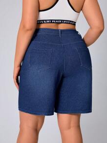 Plus Size Women's Versatile Casual Denim Shorts - Blue - View 2
