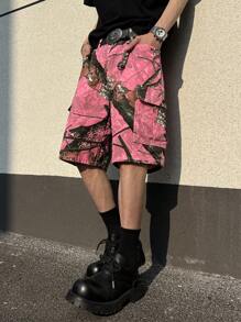 Manfinity EMRG Men's Summer Casual Branch Print Cargo Denim Shorts - Multicolor - View 7