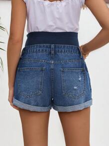 SHEIN Gestrickte Umstandsshorts mit Bauchstützrolle und aufgerolltem Saum für schwangere Frauen, Strandoutfits für Umstandsmode, Sommer-/Sommeroutfits für Frauen, geeignet für Partys, Urlaube, Dates, Valentinstag, Nachmittagstee, geeignet für Sommer, Frühjahr-Sommer-Strandoutfits, Modekleidung, Muttertag/Mama/Mutter/Muttis Tag/Mami/Mutti Geschenk