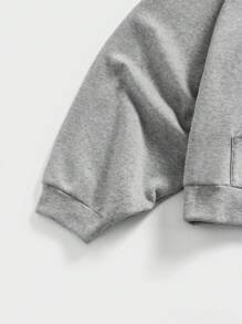 SHEIN Forever 21 Men Loose Casual Light Grey Hooded Sweatshirt With Curved Extra Loose Sleeves, Fall - Grey - View 3