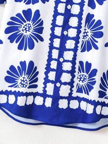 Herren elegante Kurzarm Strickjacken Hemd mit Blume Muster