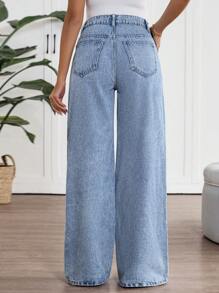 SHEIN Maternity Straight Leg Jeans, Casual And Loose, Blue Color, Mother's Day Gift, Rave Country Concert Festival Nashville Ibiza Vacation Brunch, Mother's Day Gift