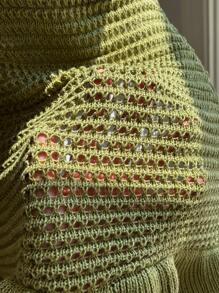 Comfortcana Summer Crochet Ruffle Hem Vacation Slip Dress Mini Sweater Dress - Green - View 7