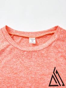 SHEIN Leap Crew 2pcs Tween Boy Sports & Casual Outfit: Soft, Comfortable Graphic Print Crew Neck T-Shirt And Contrast Color Letter Print Splice Leggings Pants, Suitable For Spring/Summer, Daily Wear, Outdoor Play, School, Street, Party, And Leisure - Multicolor - View 8