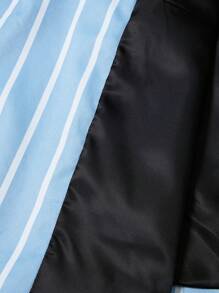 Manfinity Mode Men's Striped & Lapel Neck Long Sleeve Blazer And Shorts Suit Set Men Casual Suit