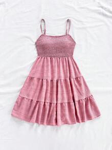 Soleia Solid Ruffle Hem Cami Dress