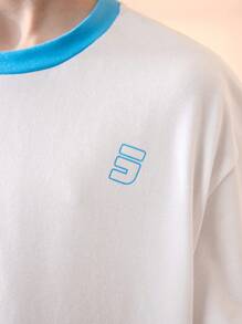 JNSQ Camiseta de manga corta de vuelta al colegio para deportes y actividades al aire libre, camiseta de cuello redondo de color block para niños para deportes y actividades casuales al aire libre - Blanco - Ver 9