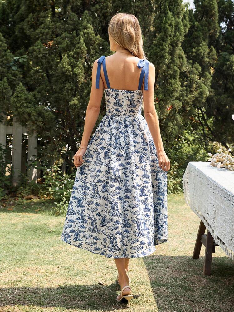 Vestido de mujer de largo medio con tirantes finos, de moda para el verano