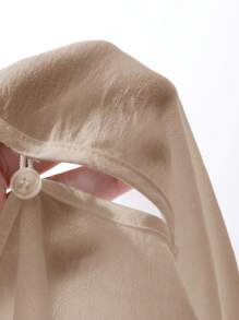Livesso Blusa suelta de manga larga con cuello redondo de unicolor para vacaciones de verano