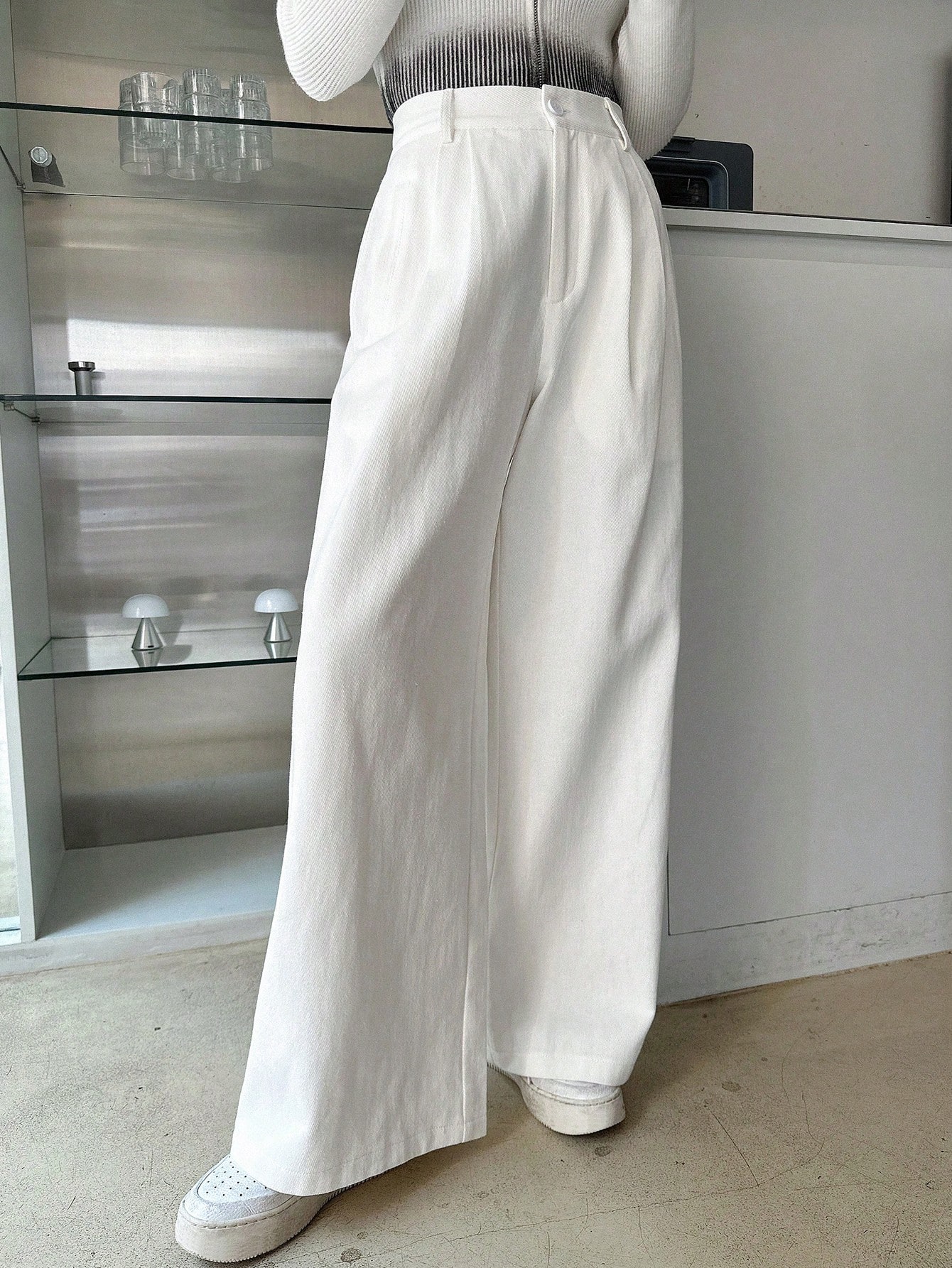 DAZY بنطلون نسائي ذو لون أحادي واسع الساق، ملابس خ...