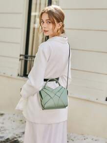 SHECARRY Women Simple Practical Tote Bag, Solid Color - Green - View 6