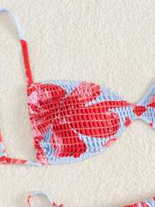 Swim Mod 女式细肩带短款上衣和前系带短裤两件套比基尼套装，时尚女士沙滩装夏季套装 - 彩色 - 查看 4