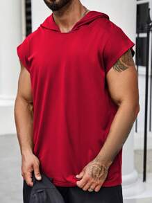 Manfinity Homme Plus Size Men's Solid Color Casual Loose Fit Pullover Hoodie Top - Red - View 5