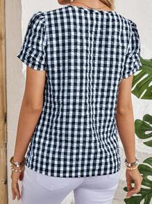 EMERY ROSE Women's Summer Plaid Short-Sleeved Shirt