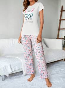 RueChic 2pcs Loungewear Set + Eye Mask, Fashion Suitable For Summer - White - View 3