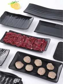SHEIN 1 pieza Bandeja nueva de melamina mate, plato rectangular para sushi, bandeja de plástico, color negro, apto para juegos de té, cristalería, caramelos, galletas, pan, bodas, banquetes, regalos, cumpleaños