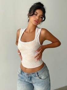 Aloruh Áo hai dây ren cổ vuông gợi cảm dành cho nữ Áo ba lỗ màu trắng dành cho nữ Áo mùa hè dành cho nữ - trắng - Xem 4