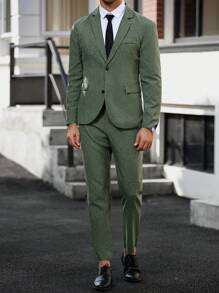 Manfinity Mode Men's Business Commuter Jacket And Pants Suit Set