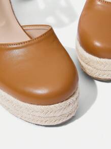 Styleloop Woven Rope Platform Wedge Sandals, Party/Wedding/Casual/Holiday Shoes - Brown - View 3