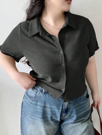 Dazy Plus Fitted Short Sleeve T-Shirt With Textured Fabric, Spring/Summer Women S Street Wear Shirts For Women Summer,Crop Tops Women