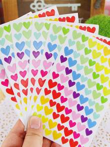 SHEIN 20 SheetsColorful Heart Shaped Stickers For Crafts & Scrapbooking, Creative Reward Stickers, Heart DIY Decorative Sticker Back To School - Multicolor - View 3