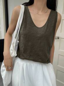 DAZY Damen Lässiges Leinentop im Künstlerstil, Preppy Oberteil