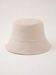 Women's Versatile Simple Solid Color Single-Sided Bucket Hat For Beach - Beige - View 2