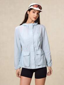 OutZeal 防水防晒轻便便携徒步夹克腰带抽绳防雨全天防风衣 - 藍色 - 查看 5