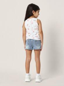 SUMWON Shorts di jeans da ragazza con cristalli, pantaloncini estivi decorati, vita media, adatti per la scuola, il tempo libero e l'uso casual, con dettagli glitterati e scintillanti - Lavaggio chiaro - Visualizzare 4