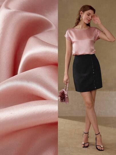 MOTF PREMIUM BLUSA CON MANGAS DE MURCIÉLAGO REDONDAS