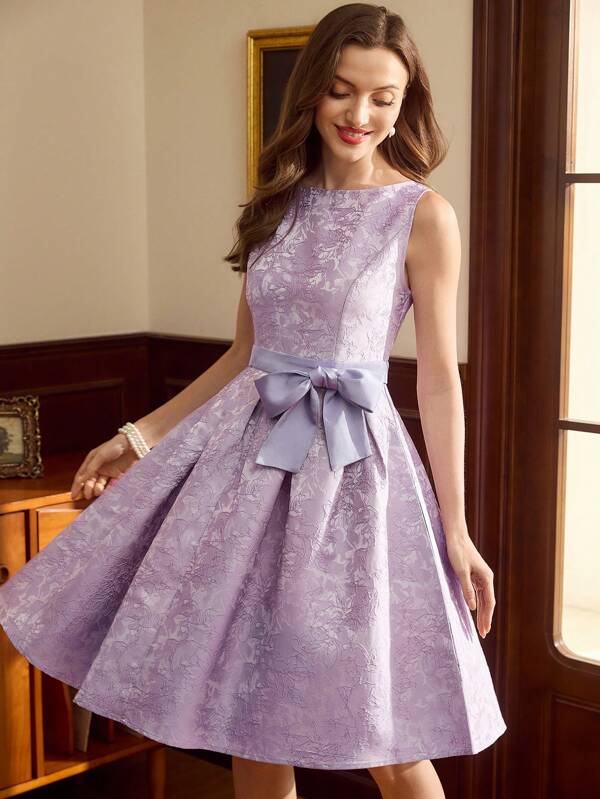 Vintamour 复古优雅女士连衣裙，带蝴蝶结领，紧身剪裁和喇叭下摆，黑色镂空服装感恩节女士服装公主女士服装圣诞女士服装化妆舞会礼服优雅女士服装花卉女士服装音乐会女士服装带蝴蝶结的连衣裙仙女服装性感派对礼服