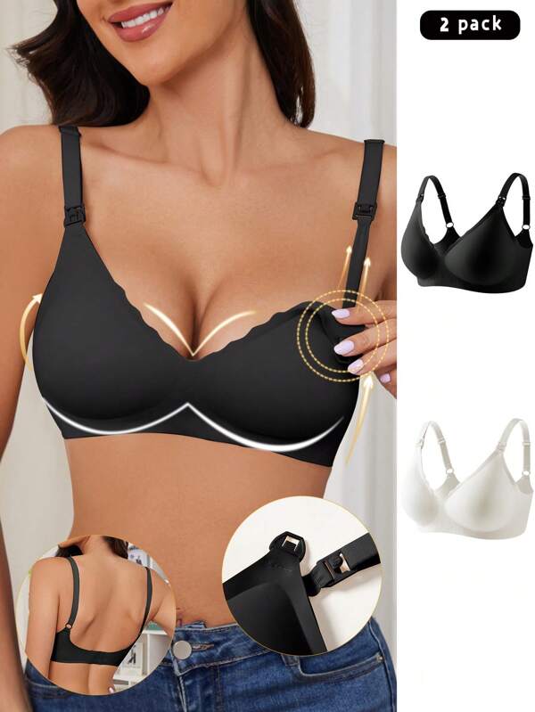 BloomMama 2 pezzi Reggiseno da allattamento semplice con arco per donne in gravidanza