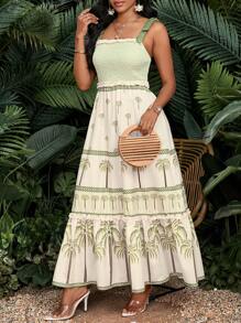 SHEIN Lady Váy len dài cho nữ có dây đeo mảnh, thời trang cho mùa hè - màu xanh lá - Xem 4