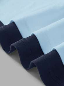 SHEIN EZwear 2 件女式方领修身长袖休闲 T 恤套装（深蓝色和浅蓝色），适合夏季 - 彩色 - 查看 9