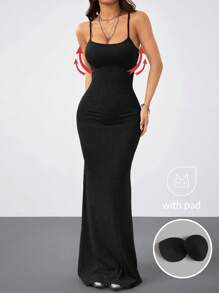 Coolane 女士春夏季节日日常穿着外出约会夜弹力长裙 - 黑色 - 查看 4