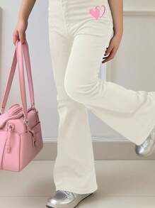 SHEIN Tween Girls Casual Basic Short Sleeve Top And Pants 2 Pieces Set, Suitable For Summer - Beige - View 4