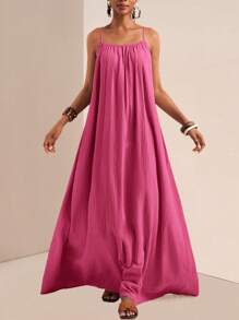 Zivah 2025 Summer New Arrival Music Festival, Easter, St. Patrick's Day, Western, Nomadic, Birthday Party, Graduation, Student, Daily Wear, All-Match Versatile, Casual, Vacation, Cruise, Beach, Sunbathing, Internet Celebrity, Spaghetti Strap, Adjustable Buckle, Vertical Texture, Loose, Khaki Women Dress Summer Dresses For Women,Sun Dresses For Women