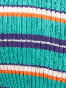 SHEIN Unity كارديجان محبوك مخطط بألوان صيفية زاهية، مع تصميم قصير وإغلاق بأزرار، مثالي للارتداء فوق الملابس اليومية أو الملابس الشاطئية