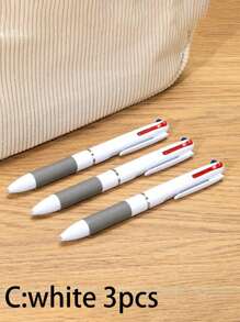 SHEIN 3 Black, 3 White + Beige Ballpoint Pen Pencil Case
